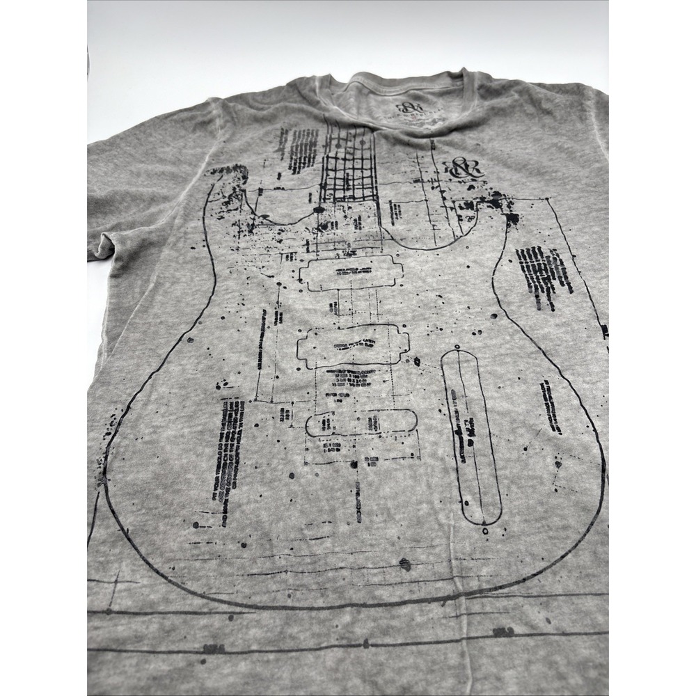 Rock And Republic T-shirt Mens Gray Size Extra Large Stratocaster‎ Guitar Print - Picture 9 of 13